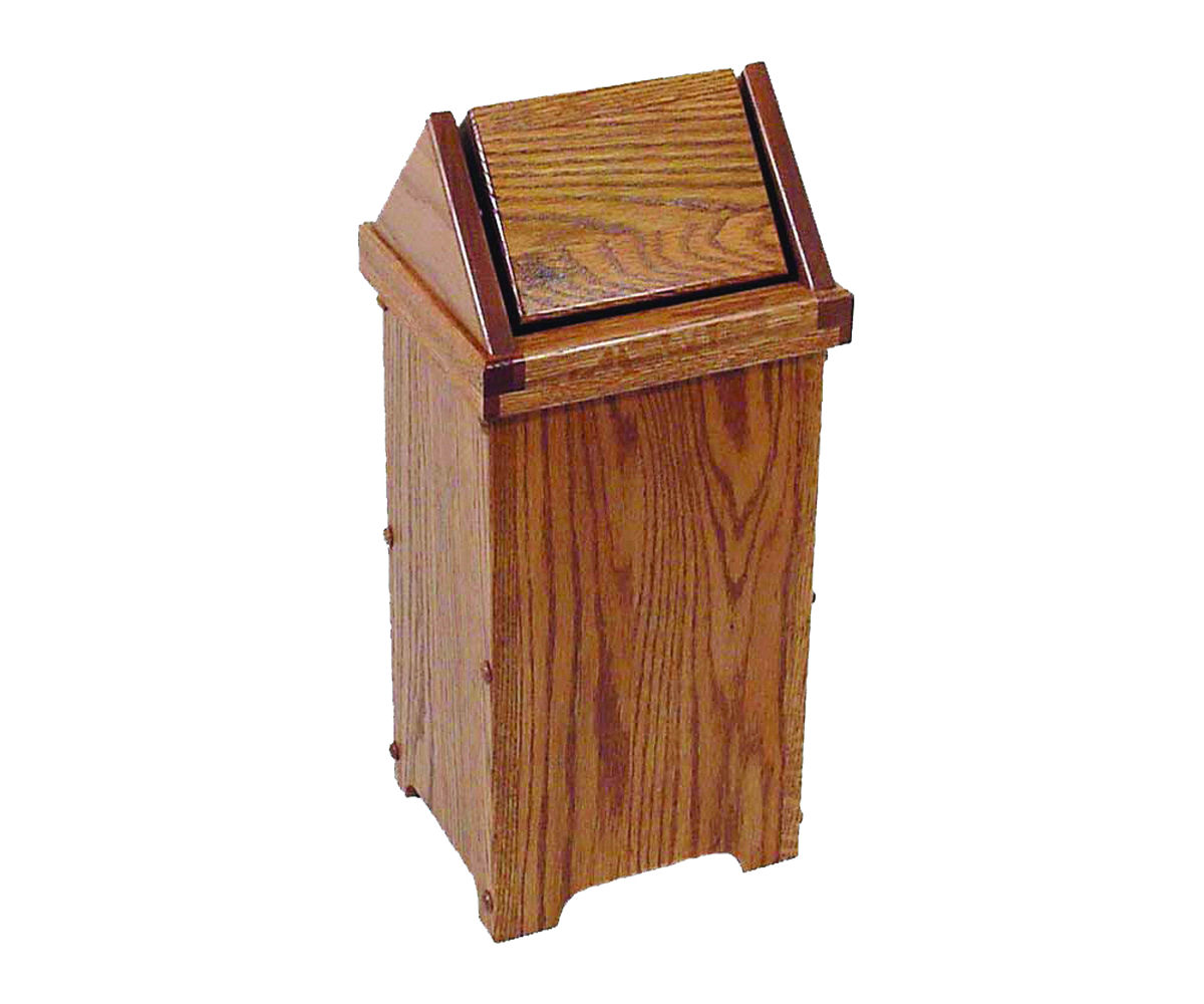 Small Flip Top Trash Bin Oak Heirlooms
