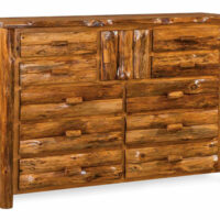 10 Drawer 1 Door Dresser with Mirror - Rustic Pine - Image 3
