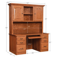 62" Traditional Desk With Hutch - Image 2